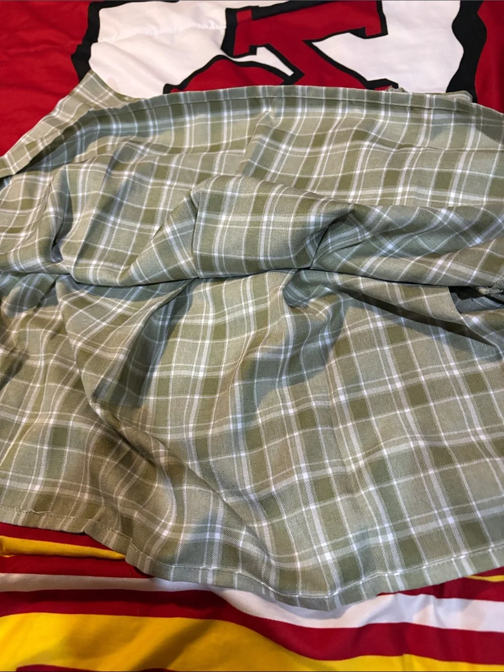 Plaid Pleated Mini Skirt in Sage Green by SHEIN Curve